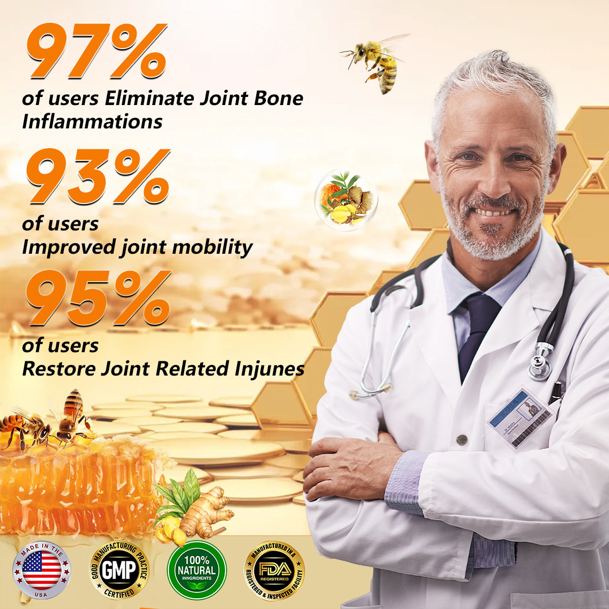 Furzero™🧊 Bee Venom & Turmeric Joint and Bone Pain Relief Cream (Specializes in Joint and Arthritis Pain & AAOS Recommends)