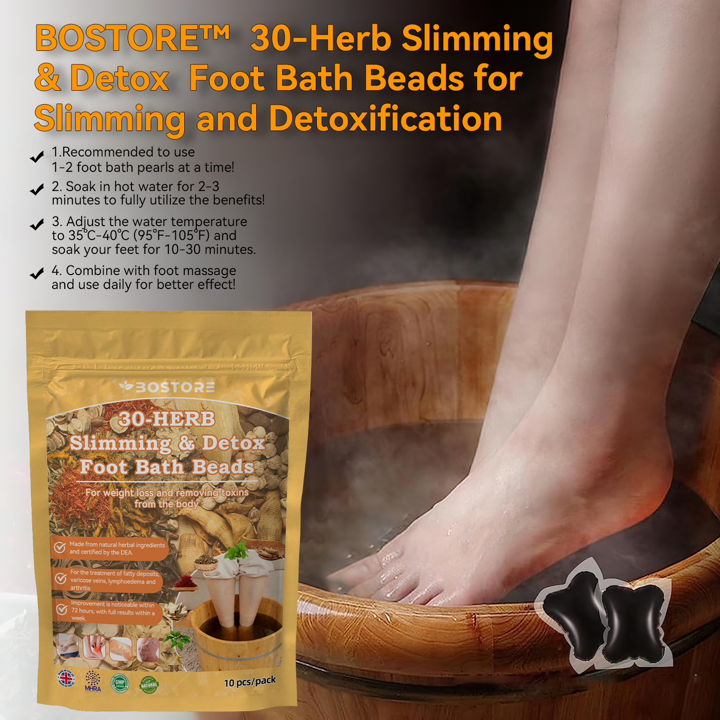 Bostore™ 30-Herb Slimming & Detox Foot Bath Beads🍃🍃-- (LANA Certification, British Lymphatic Association)