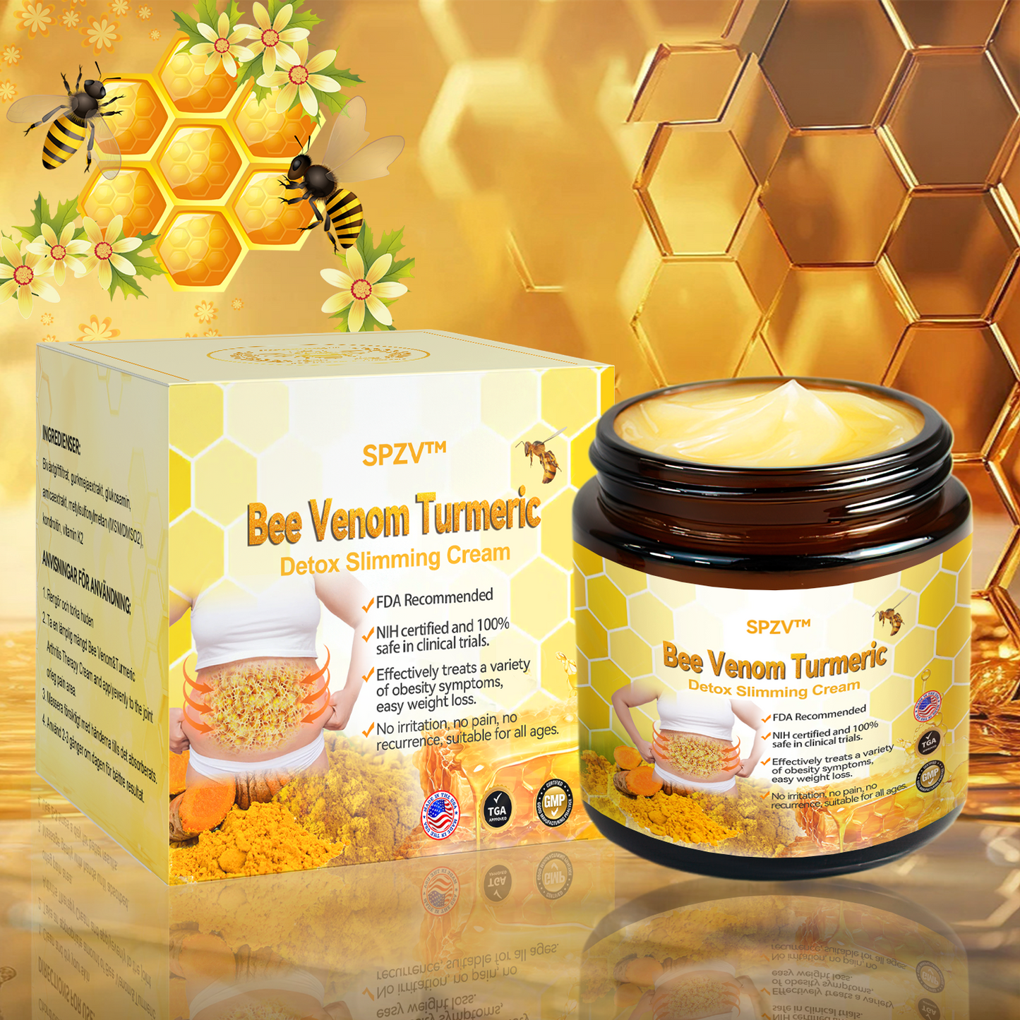 SPZV™ Bee Venom Turmeric Detox Slimming Cream🦄（For all obesity and lymphatic problems）